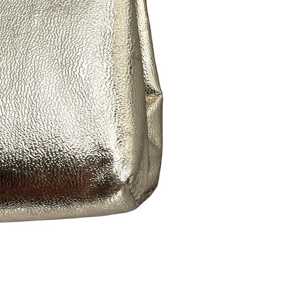 Vintage Gold Clutch Prom Purse Pocketbook 10" Kiss Lock Chain Strap Satin Glam - Picture 12 of 13